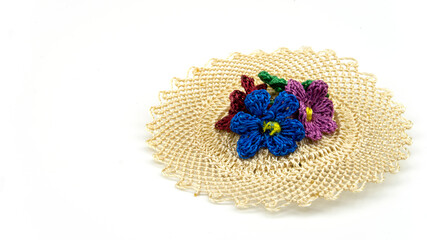 Traditional handcrafted needlework on white background