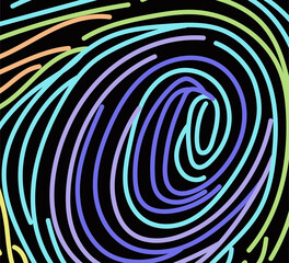 Fototapeta premium Rainbow finger print background on square shape. Vector illustration of Eps10 file. Editable stroke.