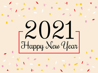 2021 Happy New Year background. text with confetti flat icon. vector illustration greeting card and poster design.