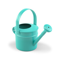 Green watering can garden on white background. 3D Rendering