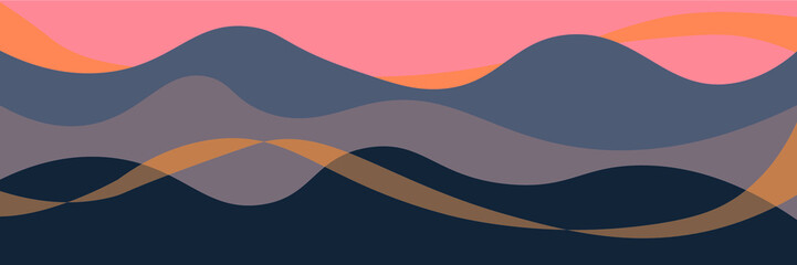 Landscape. Sunset. Vector illustration Background