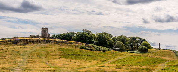 A view across Bradgate Park, Leicestershire, during the summer showing the Old John folly and the...