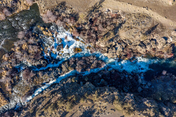 Aerial View of Cline Falls on the Deschutes River near Bend, Oregon.