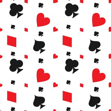 Casino and poker seamless pattern with card suits. Vector illustration