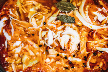 delicious red borscht close up