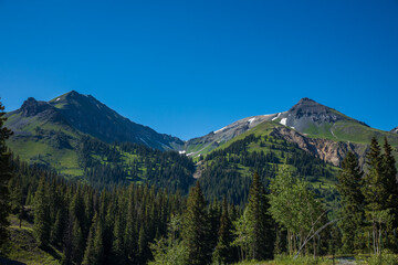 Mountain landscape with blue sky in Colorado