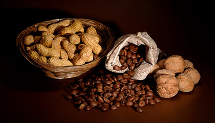 Coffee beans and nuts