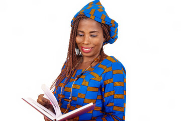 beautiful adult businesswoman turning the pages of her notebook