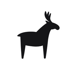 Vector flat Scandinavian Dala deer moose silhouette isolated on white background