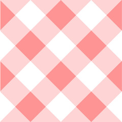 Vector seamless pattern of pink checkered crossed plaid isolated on white background