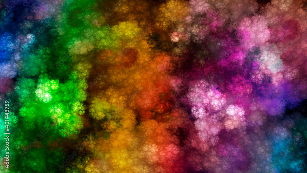 Wall mural abstract rainbow colors fractal background in the form of clouds. suitable for use in imagination, c