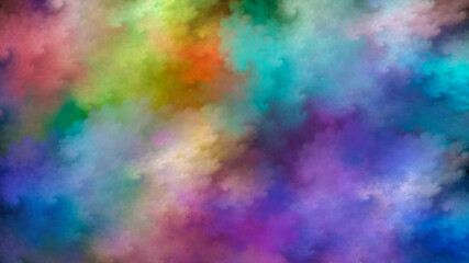 Abstract rainbow colors fractal background in the form of clouds. Suitable for use in imagination, creativity and design projects.