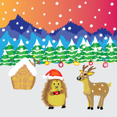 Obraz na płótnie Canvas christmas background with deer