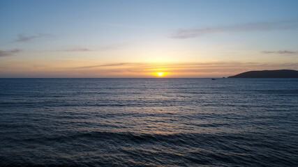 Drone Aerial Over Pismo Beach, California Waves Aerial Sunset