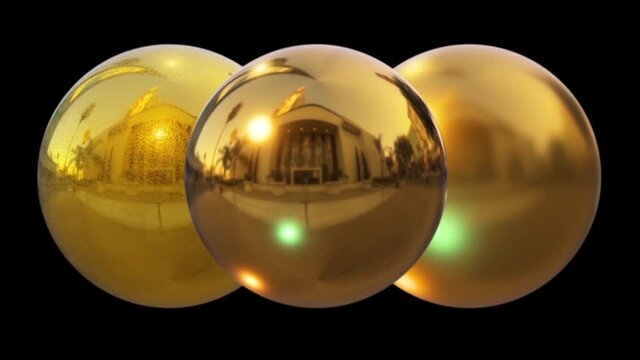 3d rendered golden sphere in a background