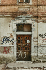 old door in abandoned building