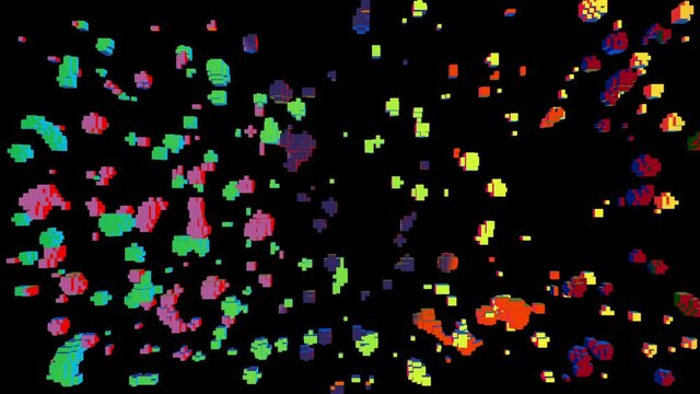 3D pixel blocks changing shape