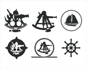 sextant icon collections. vector art.