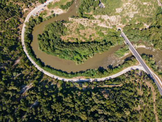 Aerial view of Kresna Gorge, Bulgaria