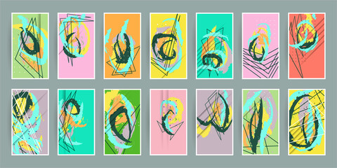 Bold bright zine painting Color Trend 3d Modern abstract covers set texture foil pearl shades. Cool gradient shapes composition, vector covers design eps 10