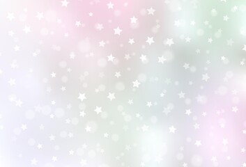 Fototapeta na wymiar Light Pink, Yellow vector template with ice snowflakes, stars.