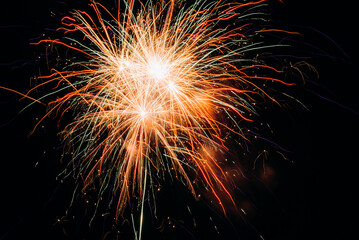 Obraz premium Colorful fireworks on the black sky background