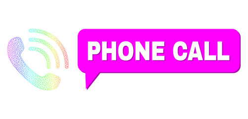 Phone Call and phone call vector. Rainbow colored network phone call, and conversation Phone Call cloud message. Chat colored Phone Call bubble has shadow.