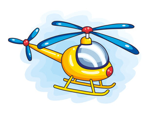 Yellow helicopter cartoon vector