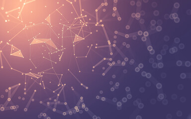 Abstract background. Molecules technology with polygonal shapes, connecting dots and lines. Connection structure. Big data visualization.