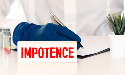 Impotence. Torn pieces of paper with the words Impotence. Concept Image.