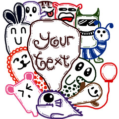 Banner doodle fun animal design illustration background