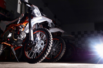 motocross racing bike with studded wheels