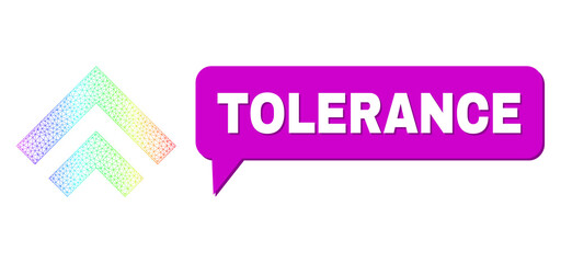 Tolerance and shift up vector. Spectrum vibrant mesh shift up, and chat Tolerance bubble message. Speech colored Tolerance bubble has shadow. Vector carcass created from shift up icon with mesh.