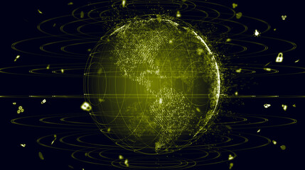 Map of the planet. World map. Global social network. Future. Blue futuristic background with planet Earth. 3d illustration.