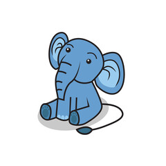 vector illustration of cute elephant sitting for kids book and stickers