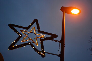 christmas star on blue background