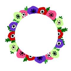 アネモネのお花の円フレーム（最前面白円）