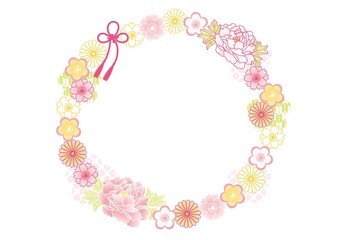 春の和柄サークルフレーム