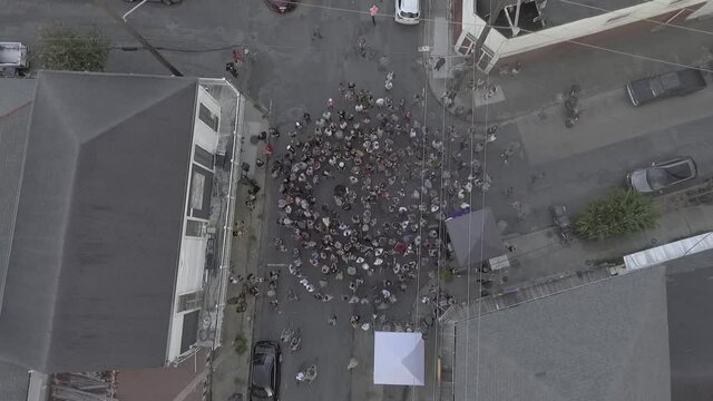 Large Crowd Aeriel Zoom In