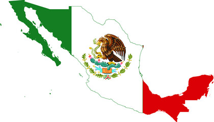 Flag of Mexico cropped inside it's map
