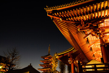 Naklejka na ściany i meble temple of at night in japan