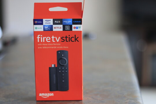 London Canada, April 14 2020: Editorial illustrative photo of the FireTV stick, this is amazon's streaming stick