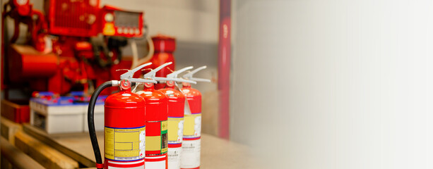 Fototapeta na wymiar fire extinguishers available in fire emergencies. 