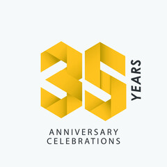 35 year anniversary vector template.