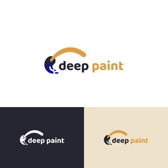 Painting brush logo company, logo vector template design with business card preview. Ready to use, easy for edit. 