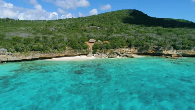 Coastal Drone flight of Curacao , Island in the Caribbean