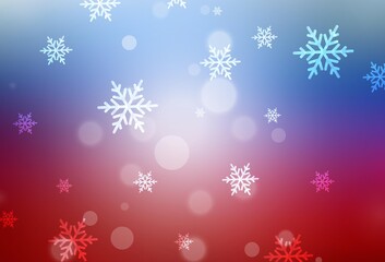 Light Blue, Red vector backdrop in holiday style.