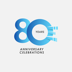 80 Years Anniversary Celebrations Blue Gradient Vector Template Design Illustration