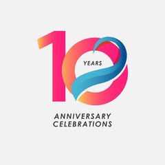 10 Years Anniversary Celebrations Gradient Vector Template Design Illustration