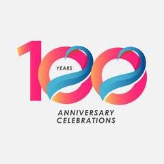 100 Years Anniversary Celebrations Gradient Vector Template Design Illustration